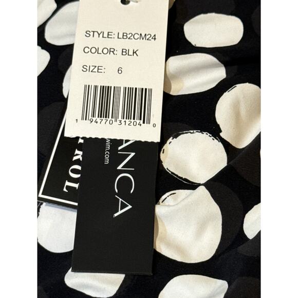 La Blanca Black White Mod for Dot Belted Mio One Piece Swim Suit 6 NWT - Picture 4 of 4
